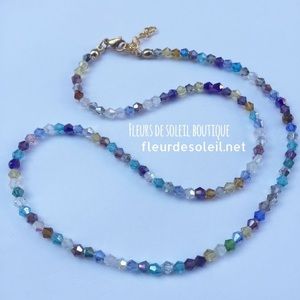 New blue tone crystal bicone necklace